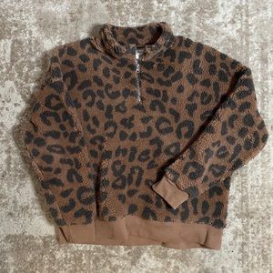 Target Cheetah Print Sherpa Half Zip